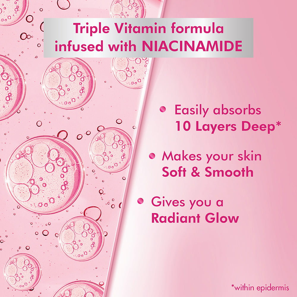 POND'S Loțiune de corp cu niacinamidă pentru piele moale și radiantă 90ml Hidratant cu triplă vitamină pentru piele uscată și aspră Hrănire Îngrijire hidratantă