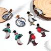 Fashion Cute Magpie Hat Duck Printing Wooden Earrings for Women Funny Cartoon Animal Monkey Drop Earring Creative Jewelry Gifts