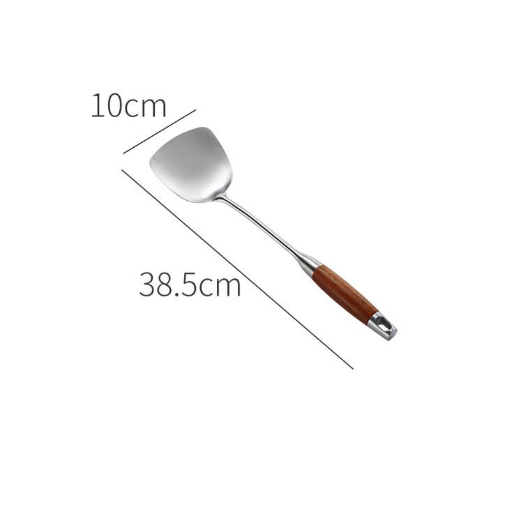 Solid Rosewood & 304 Stainless Steel Kitchen Utensil Set: Soup Ladle, Skimmer, Slotted Spoon, Frying Spatula, Strainer.