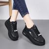 New Autumn Thick-soled Black Sneakers Flat-soled Wide-footed Fat-footed Board Shoes Soft-soled Not Tired Feet Large Size