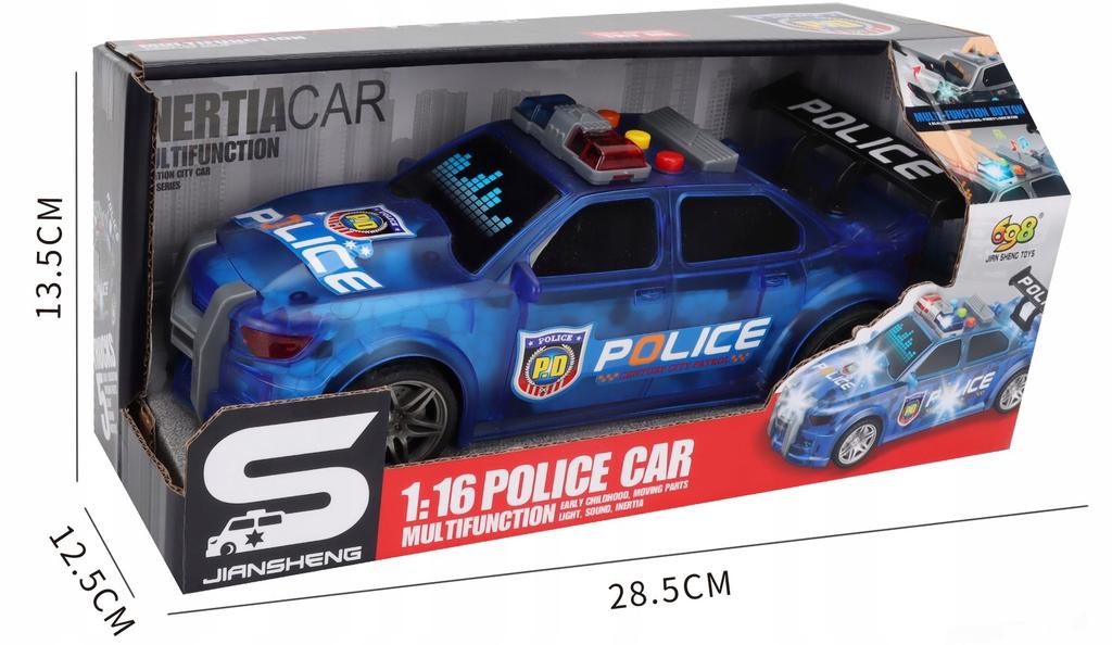 Sports Car Police Car Vehicle Blue Light Inertia 1:16