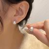 Korean-Style S925 Sterling Silver Rhinestone Stud Earrings with Pearls - Elegant and Fashionable Retro Ear Jewelry