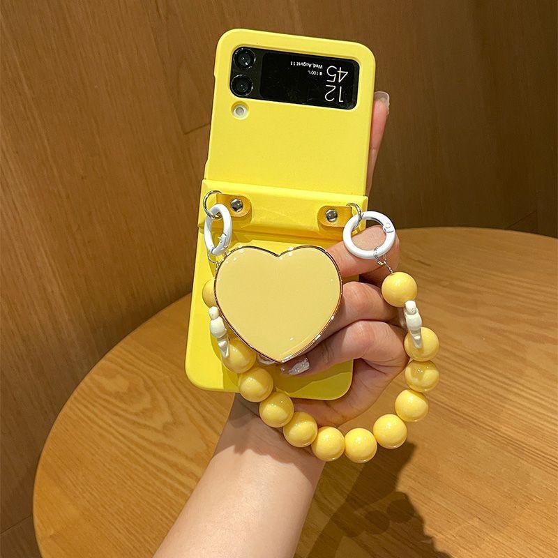 Four Colors of Simple Love Stand Suitable for Samsung Galaxy Z Flip3 4 5 6 7 W23 24 25 Flip Anti-fall Mobile Phone Protective Case