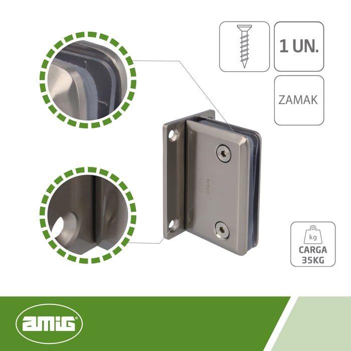 Support fixe de douche - Amig - 22624 - Zamak - Résistant à la rouille - Dimensions 88x54mm