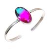 Natural Bi-Color Tourmaline Gemstone 925 Sterling Silver Cuff Bangle Adj. AC-1435