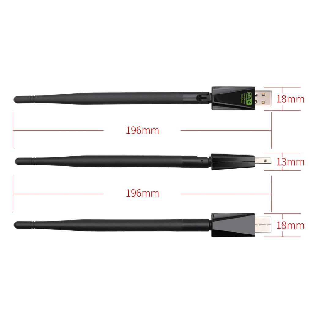 300M Wireless USB Network Adapter - Driver-Free WiFi Receiver/Transmitter with Antenna
