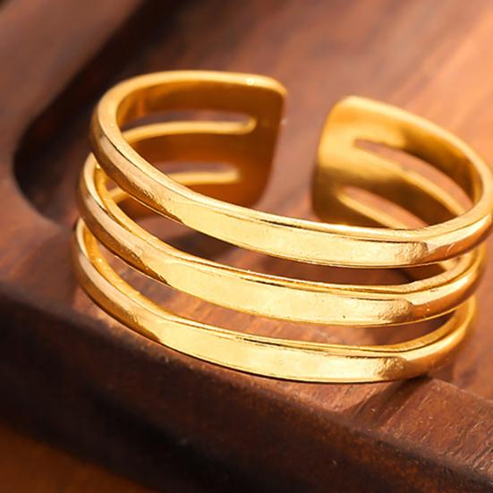 Thumb Ring Geometric Lines Shape Adjustable Opening Design Finger Ring Stainless Steel Finger Band Versatile Jewelry