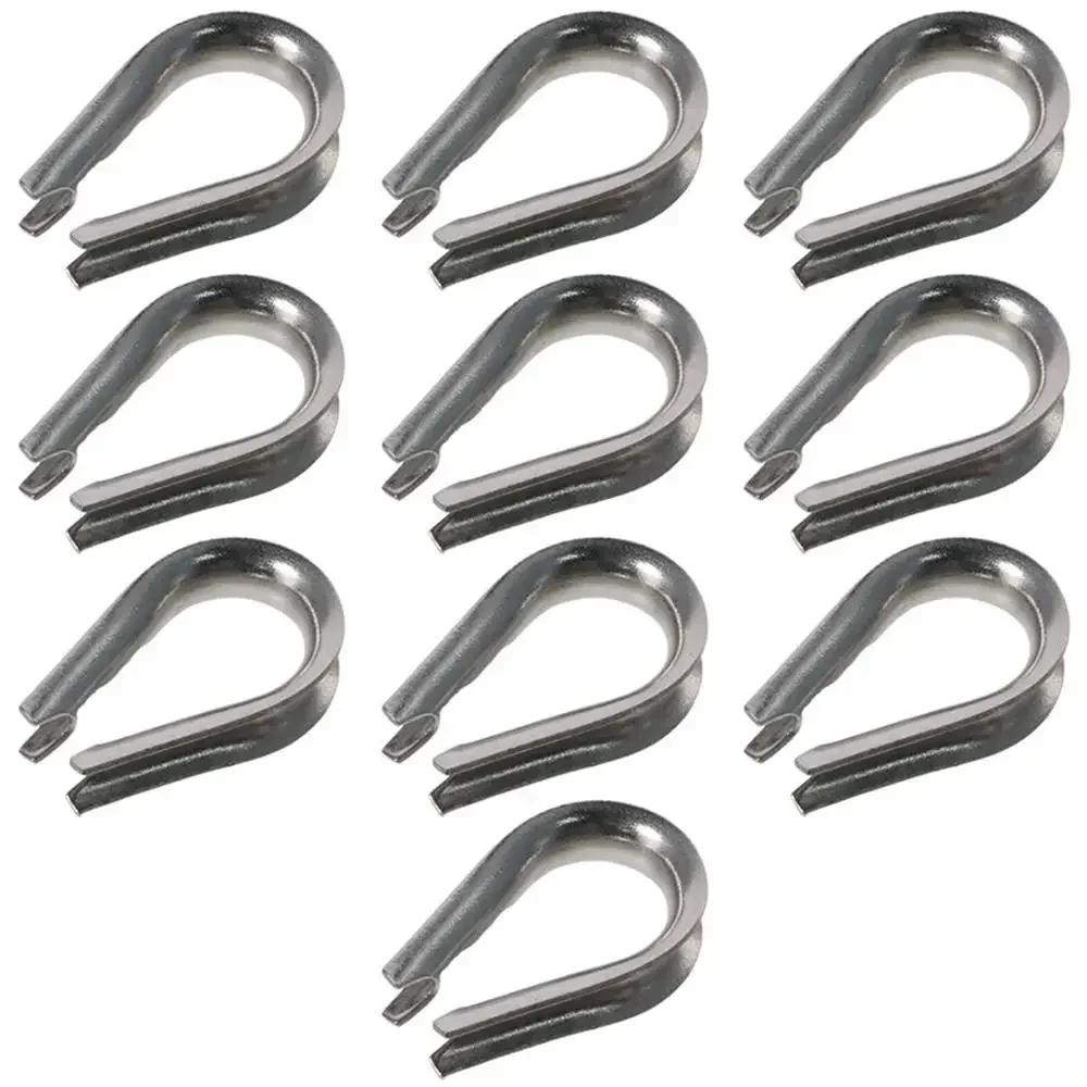 10pcs 1.5-12mm Wire Rope Thimbles Sliver 304 Stainless Steel Thimbles Ring Clamp U-Shaped Rope Thimble Rigging