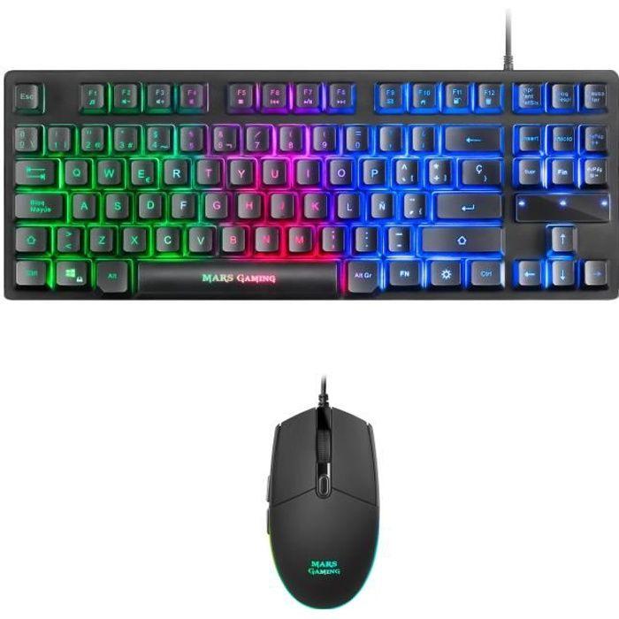 Pack Clavier Souris RGB Gamer - Mars Gaming - MCPTKL - TKL - Noir - Éclairage RGB Breathing & Flow