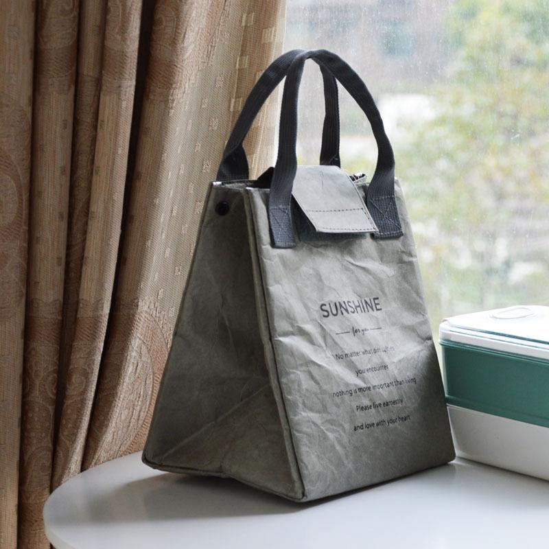 Paper Lunch Bag Waterproof Insulation Bag Lengthen and Thicken Aluminum Foil Japanese Handbag Office Worker Student CLE