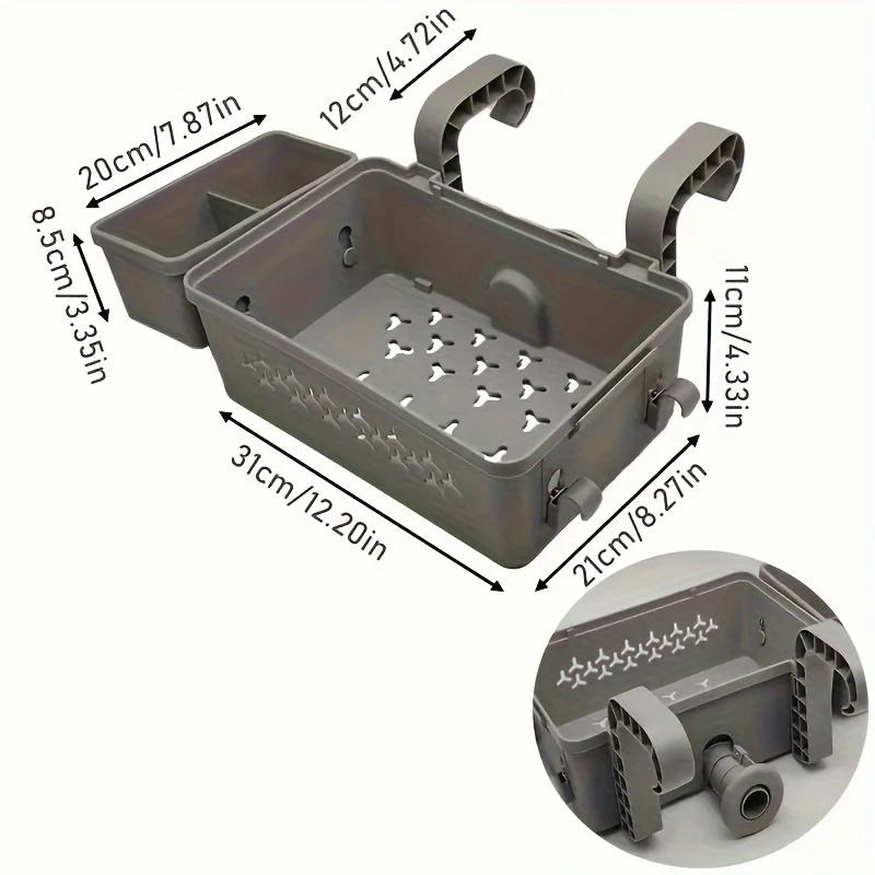 Outdoor Swimming Poolside Storage Basket with Pool Cup Holder, Thickened Plastic Pool Basket for Above Ground Pool Accessories