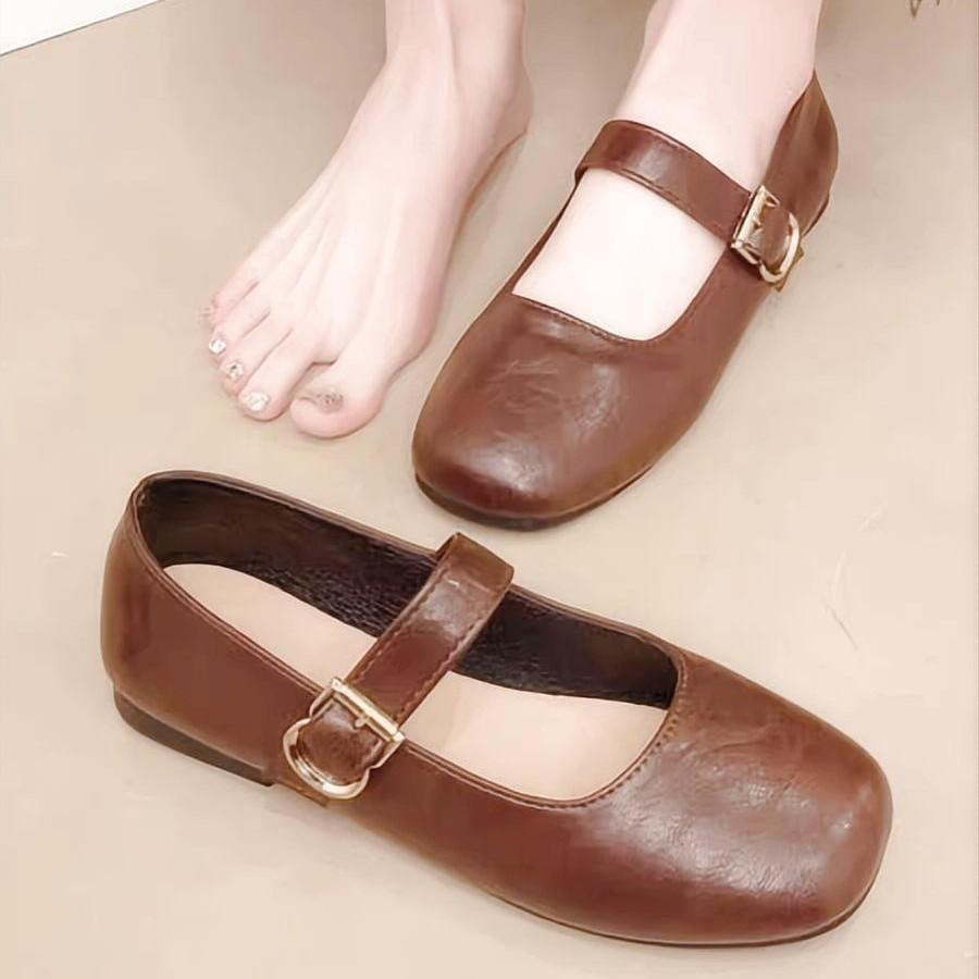 

Туфли Мэри Джейн с ремешком на подъеме женские летне-осенние новые с неглубоким вырезом на толстом каблуке туфли-лодочки французские универсальные ленивые туфли на одной педали 40