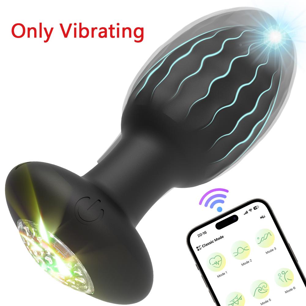 Uygulama Kontrollü LED Dönen Titreşimli Popo Fişi Kadınlar İçin Wiggle Anal Vibratör Gey Erkekler Anal Fiş Etkileşimli Seks Oyuncağı Çiftler İçin