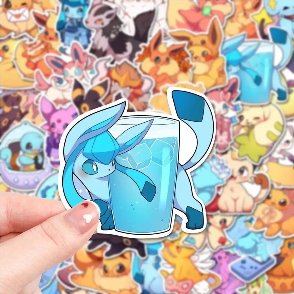 10/30/50pcs Kawaii  Pikachu Eevee Stickers Cute Cartoon Kids Decals Toy Phone Case Luggage Diary Anime Graffiti Sticker