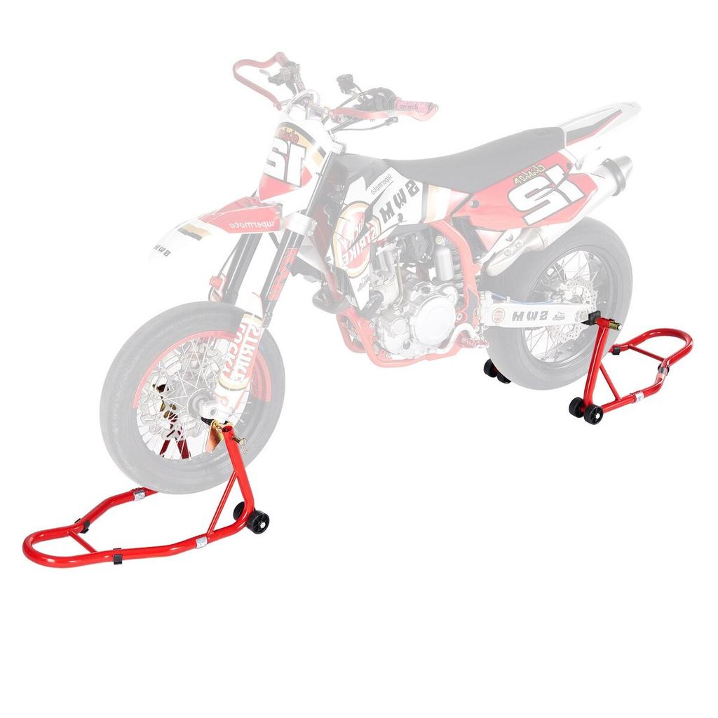 Motorcycle Front & Rear Stand Lift 850lb Spoolift Paddock Swingarm Arm Red