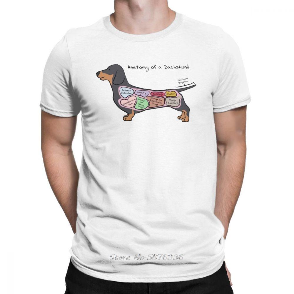 Mens Anatomy Of A Dachshund T Shirt Dog Breed Cotton Clothing Vintage Short Sleeve Crew Neck Tee Shirt Birthday Gift TShirt