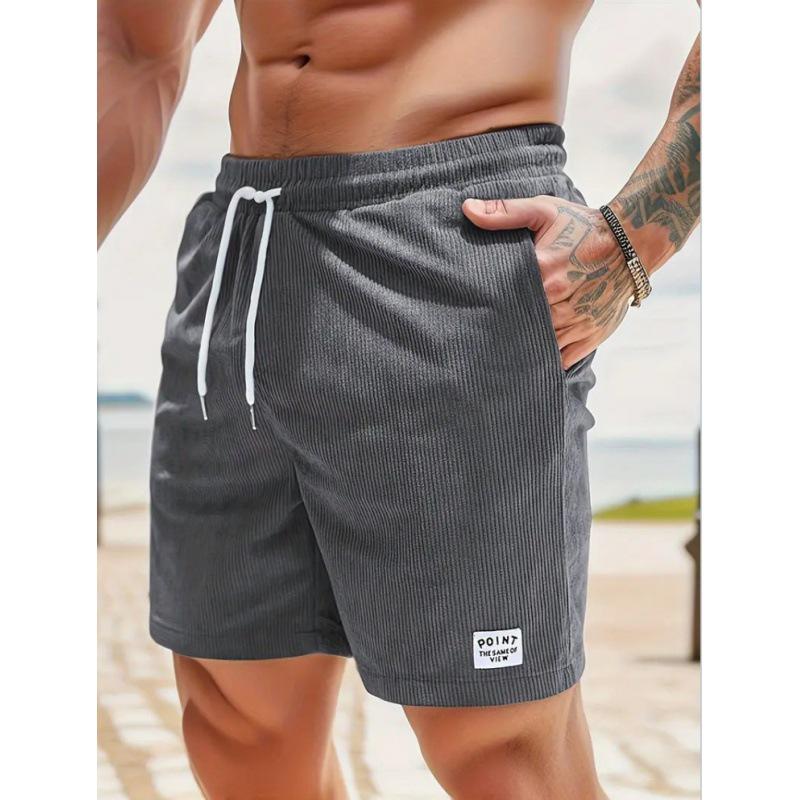 Pantaloncini Sportivi da Uomo in Velluto a Coste Monocolore con Lacci 2026
