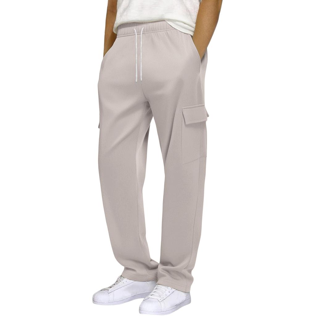 Men's Loose Casual Multi-pocket Work Pants, Youth Stretch Waist Drawstring  Pants