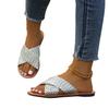 5 Summer New Round Head Crossed Flat-bottomed Slippers Women's Large Size Simple Woven Beach Cool Slippers Batch