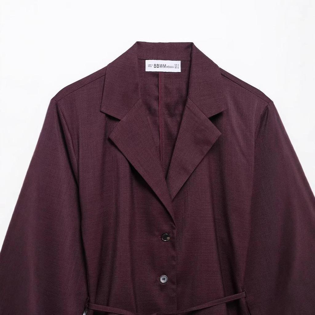 2025 Spring Women's Tie-Waist Long-Sleeve Shirt & Pleated Pants Set