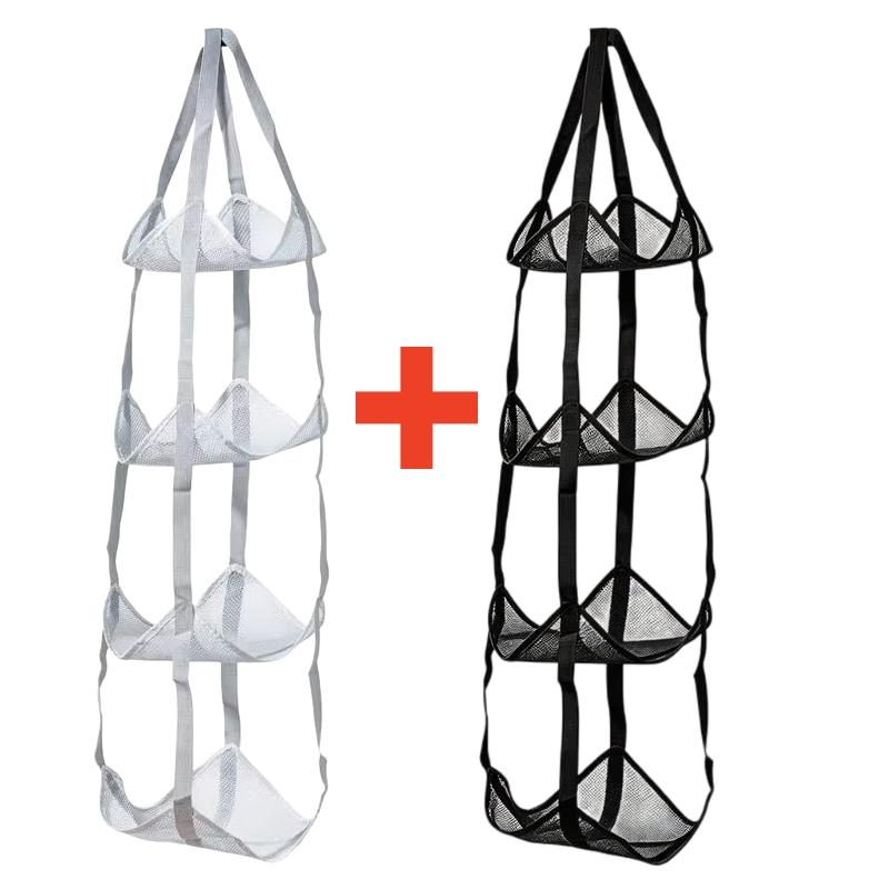 3/4 Tier Mesh Hanging Ball Storage Bag Wall Mount Sports Organizer for Basketball Football Volleyball Doll Toys Playroom Garage