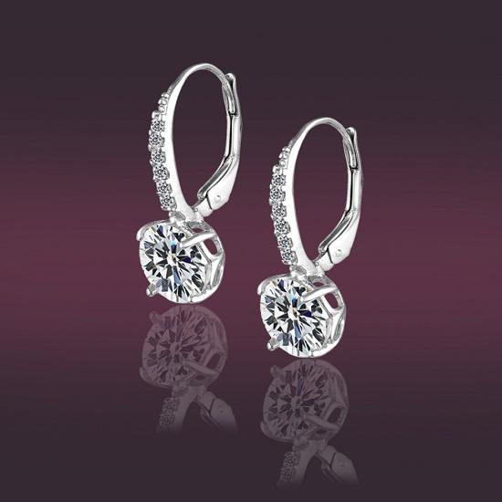 Šperky z pravého stříbra 925 rhodiované kubické zirkony, visací náušnice pro dospívající ženy 8MM