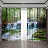 2PC Home Decoration Curtains   Waterfall Beach Scenery   Modern Printed Curtain With Pole Bag   Kitchen   Coffee Shop   Living Room