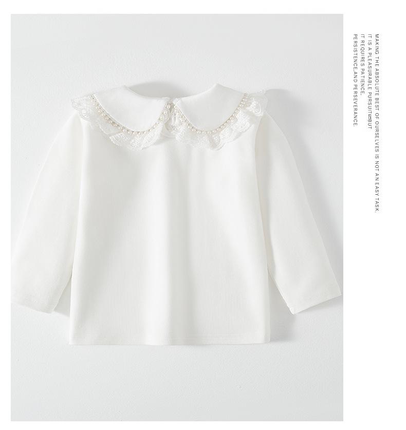 2026 Girls' Korean Style Lace Collar Long Sleeve Shirt for Spring & Autumn