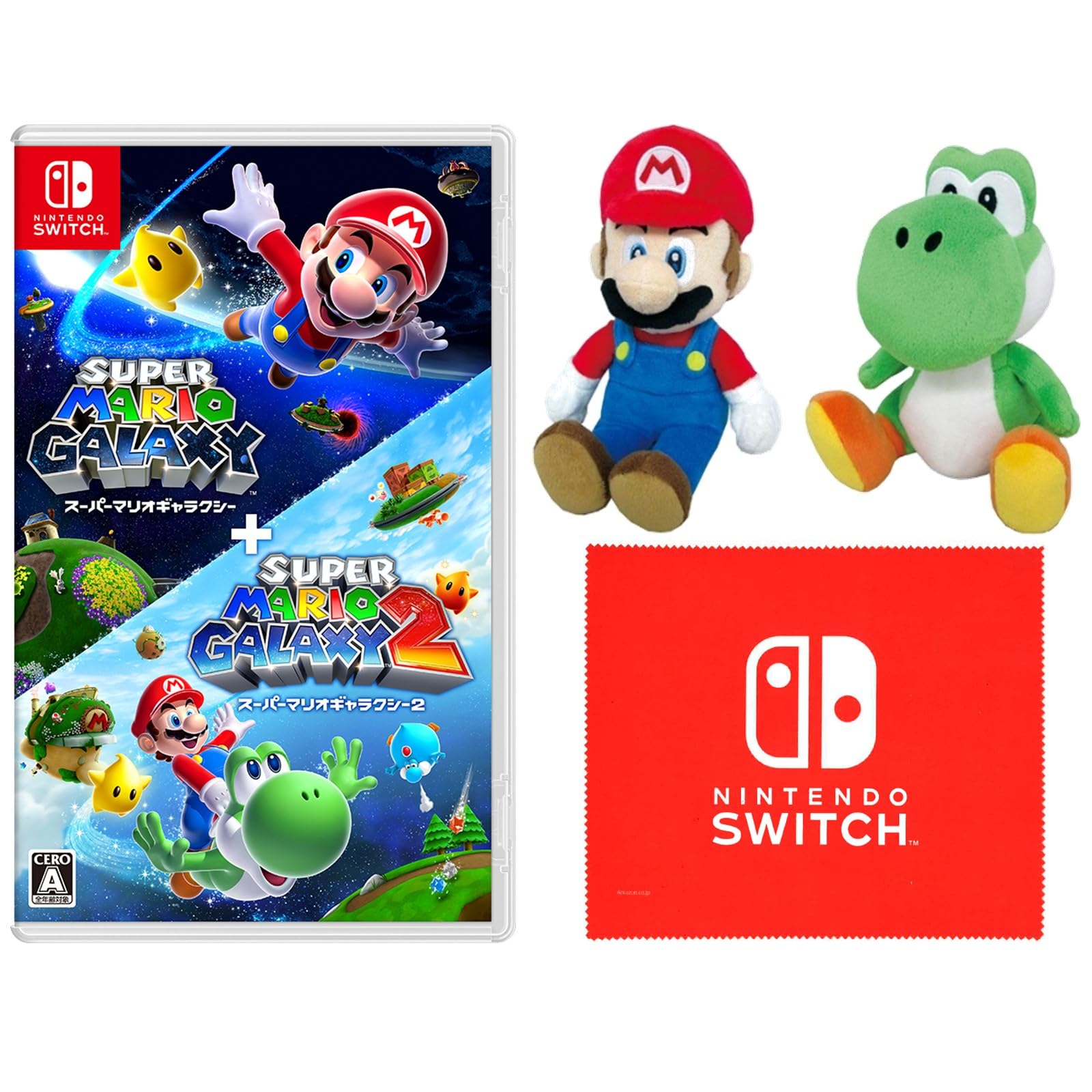 

Super Mario Galaxy Super Mario Galaxy 2 Switch Набор плюшевых игрушек Марио и Йоши Бонус Салфетка из микрофибры с логотипом Nintendo Switch + - + (S) (S)