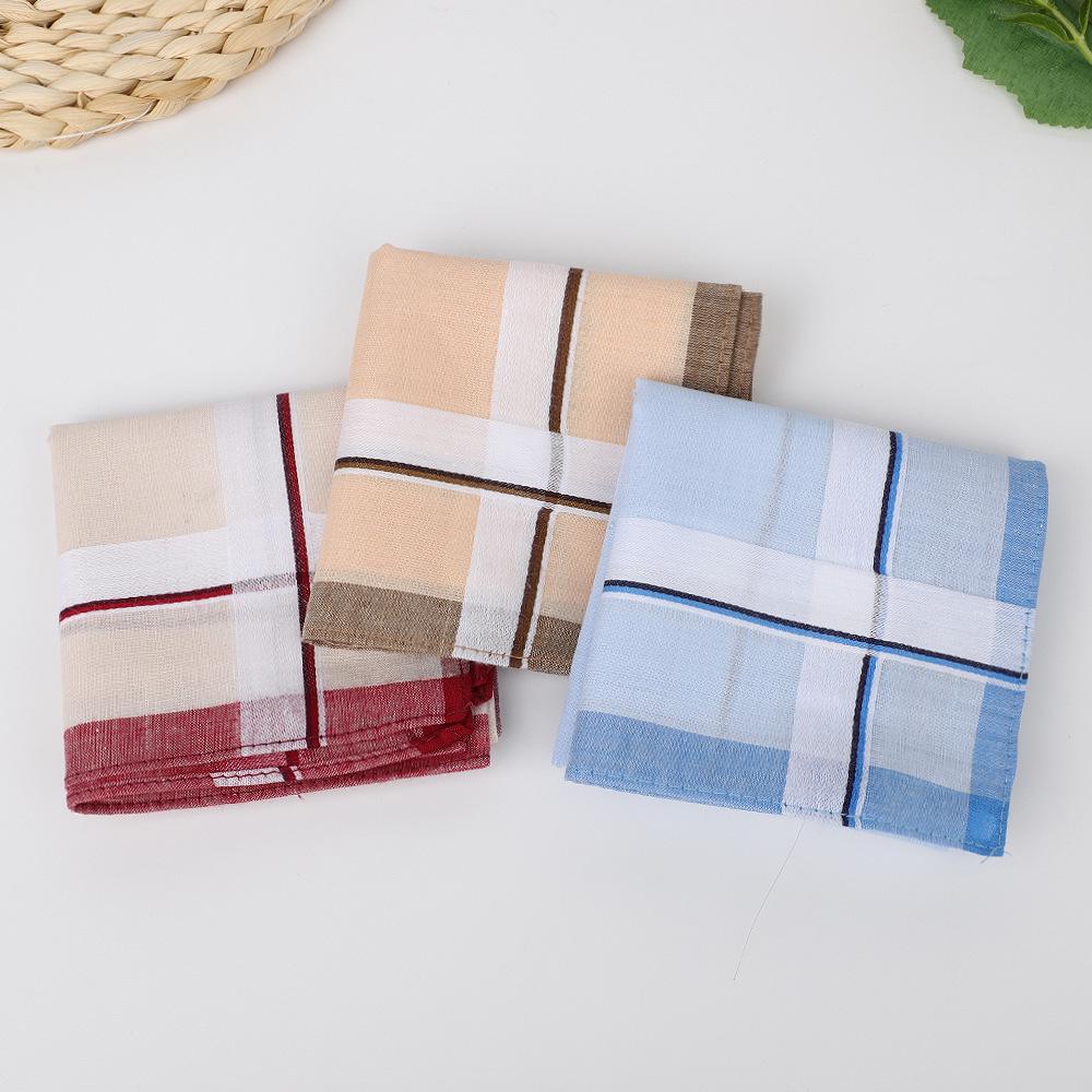 Vintage 40cm Plaid All-Cotton Men's Sweat-Absorbent Handkerchief