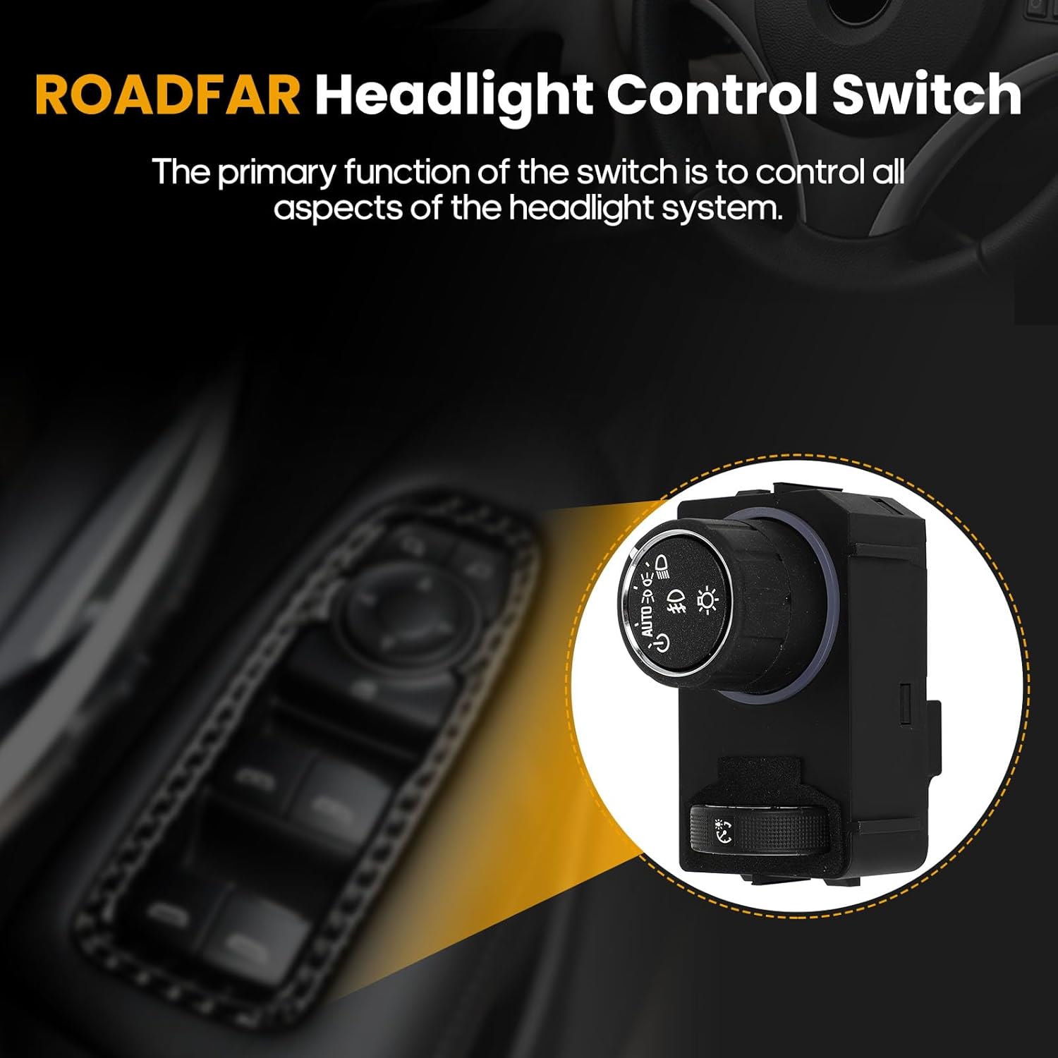 ROADFAR Headlight Switch Fits 2015-2017 For Chevrolet Silverado & Suburban 2014-2018 For GMC Sierra 1500 2015-2019 For GMC Yukon Headlight Control
