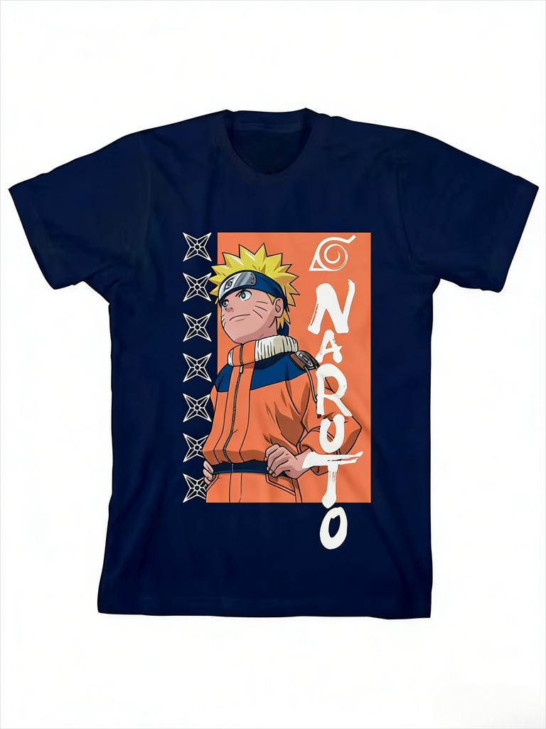 Naruto Youth Naruto Hot Blooded Style Tshirt Men with Anime Pattern Printed Short Sleeve Fashion High Quality Trendy Cotton Top