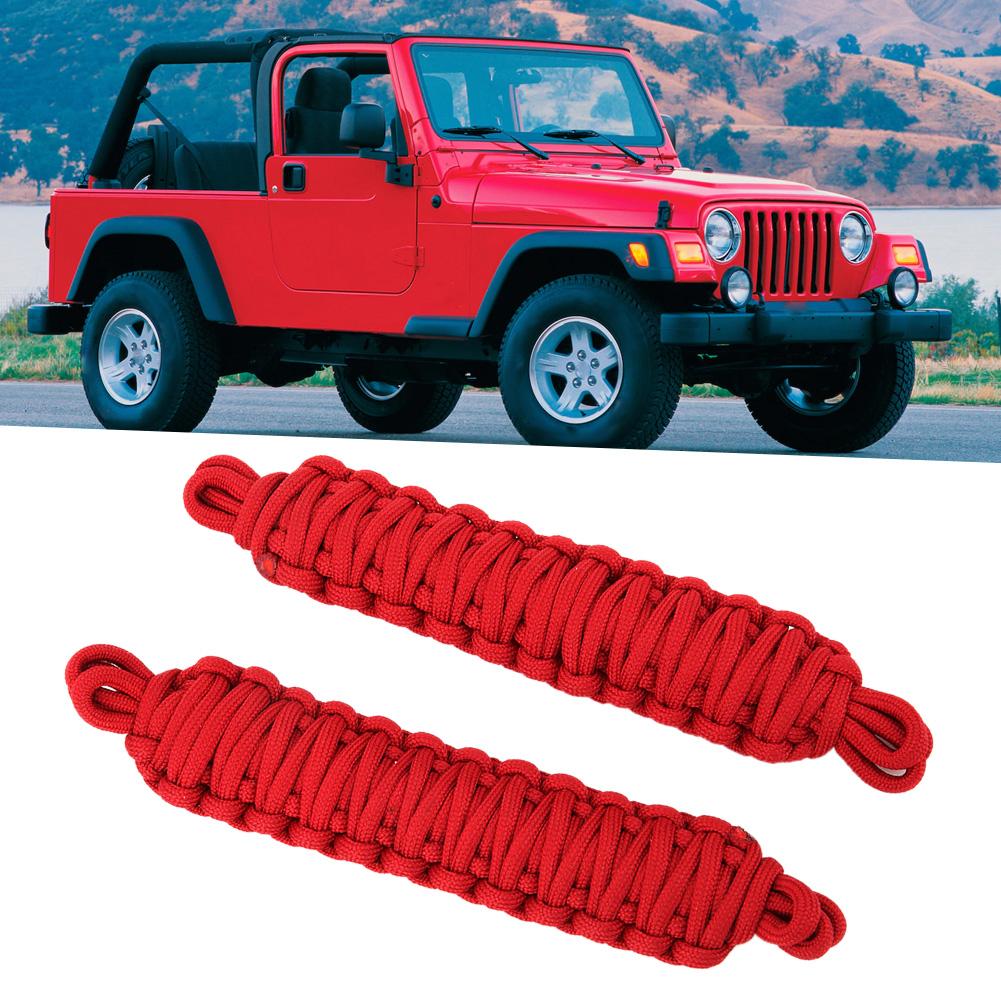 2 pièces Corde de restriction de porte de voiture Protection Sangle de limitation Convient pour Jeep Wrangler TJ 1997-2006 Rouge