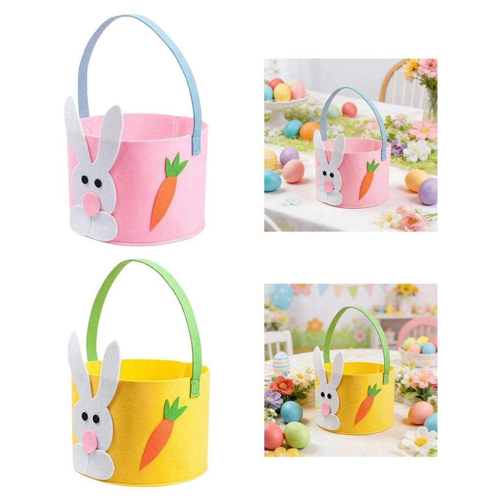 Empty Easter Basket Portable Decorative for Egg Doll Candy Holiday Toddler Boys Girls Reusable Egg Bucket Gift Storage Basket