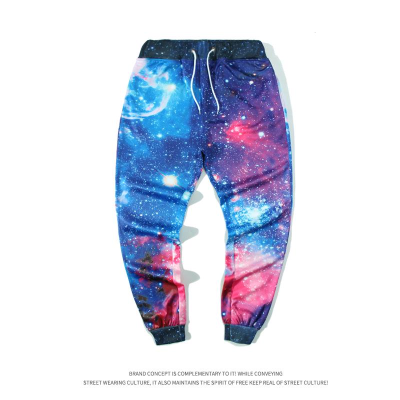 

Мужские джоггеры с принтом «Звездное небо» - Свободные, универсальные, с манжетами, повседневные брюки L [140-155 lbs]