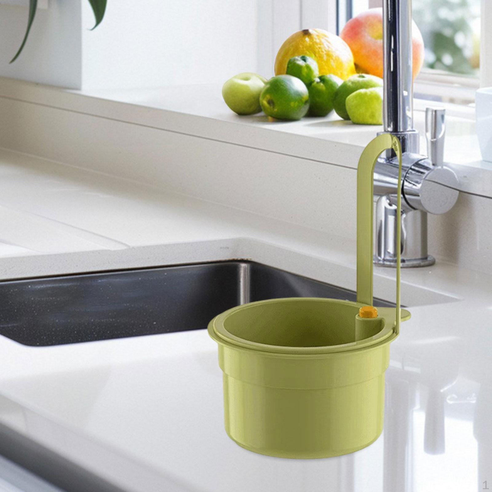 

Корзина для слива для кухонной раковины, дуршлаг для пищевых отходов, подвесной фильтр с держателем для хранения зелёный