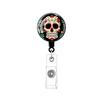 Halloween Skull Badge Reel Holder Clips Retractable Keychain Mexican Day Of The Dead Id Badge Reel Key Chain For Doctor Nurse