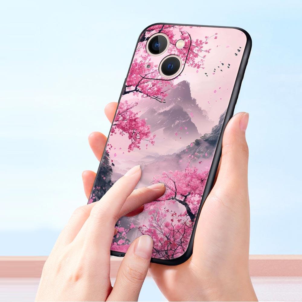 Pink Sunset Mountain Phone Case Cover for iPhone 17 16 15 14 13 12 11 Pro Max 17 Air Plus Shockproof Soft TPU Shell Fundas Capas