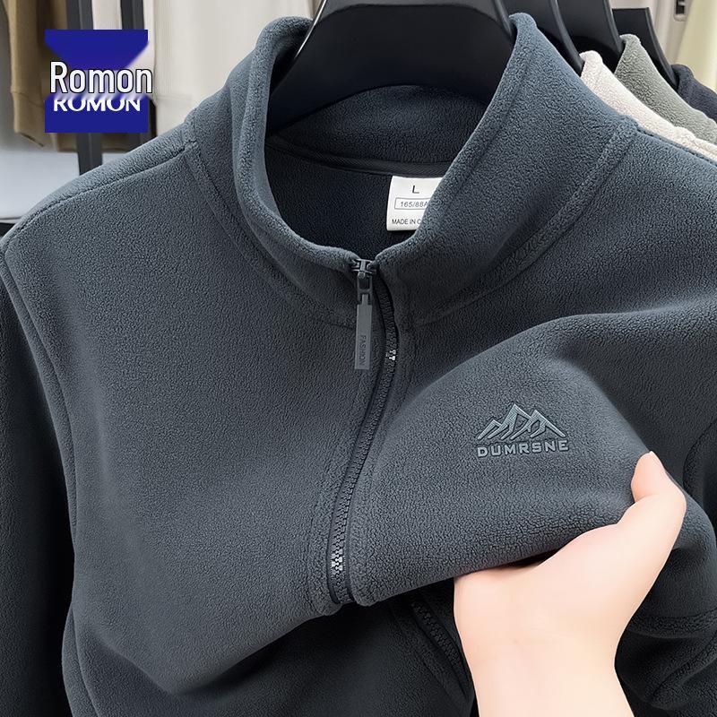 LOMON Men s Casual Fleece Hoodie Jacket: Versatile Solid Color for Spring & Autumn 2XL