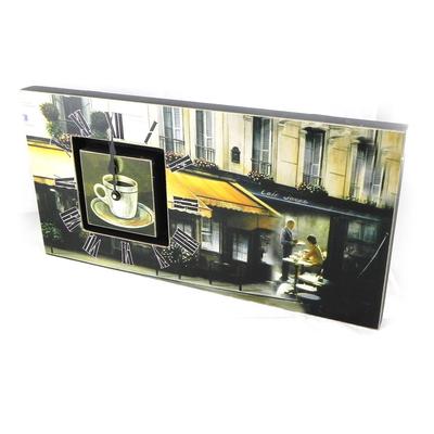 [I3433] - Wall Clock 'La Pause Café' Brown Green