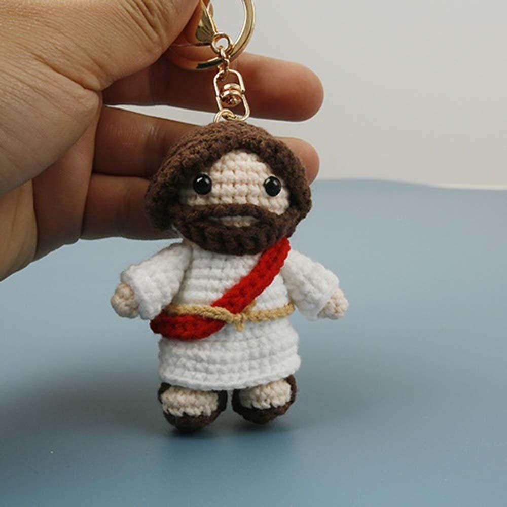 Handgefertigte Häkel-Schlüsselanhänger Hängende Dekoration Gestrickte Puppe Geschenk für Freunde Gestrickte Blumen Rucksack