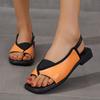 Large Size Flat Sandals 2025 Summer Set Toe European and American Square Head Casual Elastic Roman Sandals
