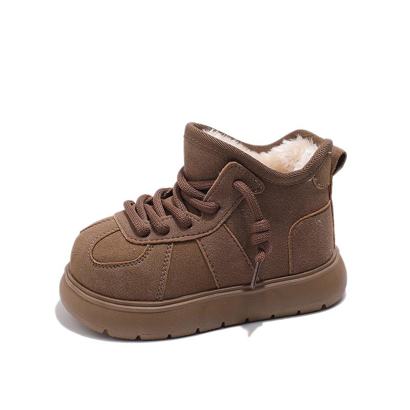 

Children s Snow Boots Soft Bottom Anti-slippery Boys Girls Casual Warm Cotton Shoes Outdoor Kids Short Thermal Boots Winter 26 коричневый
