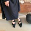 French suede light mouth low heel women's late evening breeze 2025 new spring and autumn pointed temperament word with Mary Jane single shoes