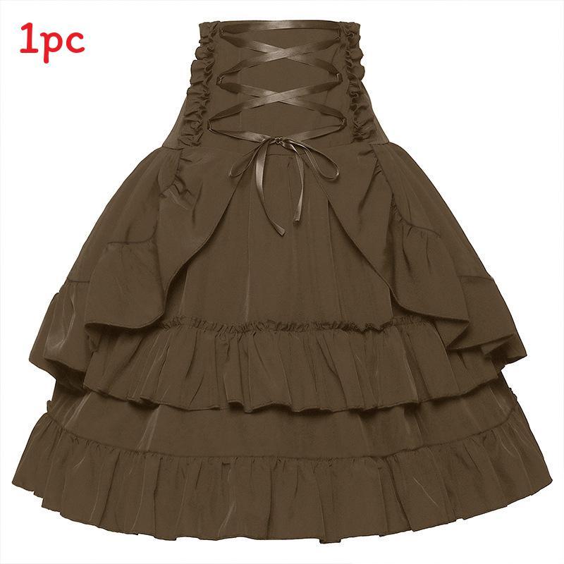 Halloween Gothic Renaissance Skirt With Drawstring For Cosplay And Costumes