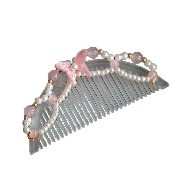 Antique Hanfu Hair Comb with Acetate Flowers - Cute Kids' Hair Crown & Side Comb, Sweet & Versatile Chinese Style Hair Accessory