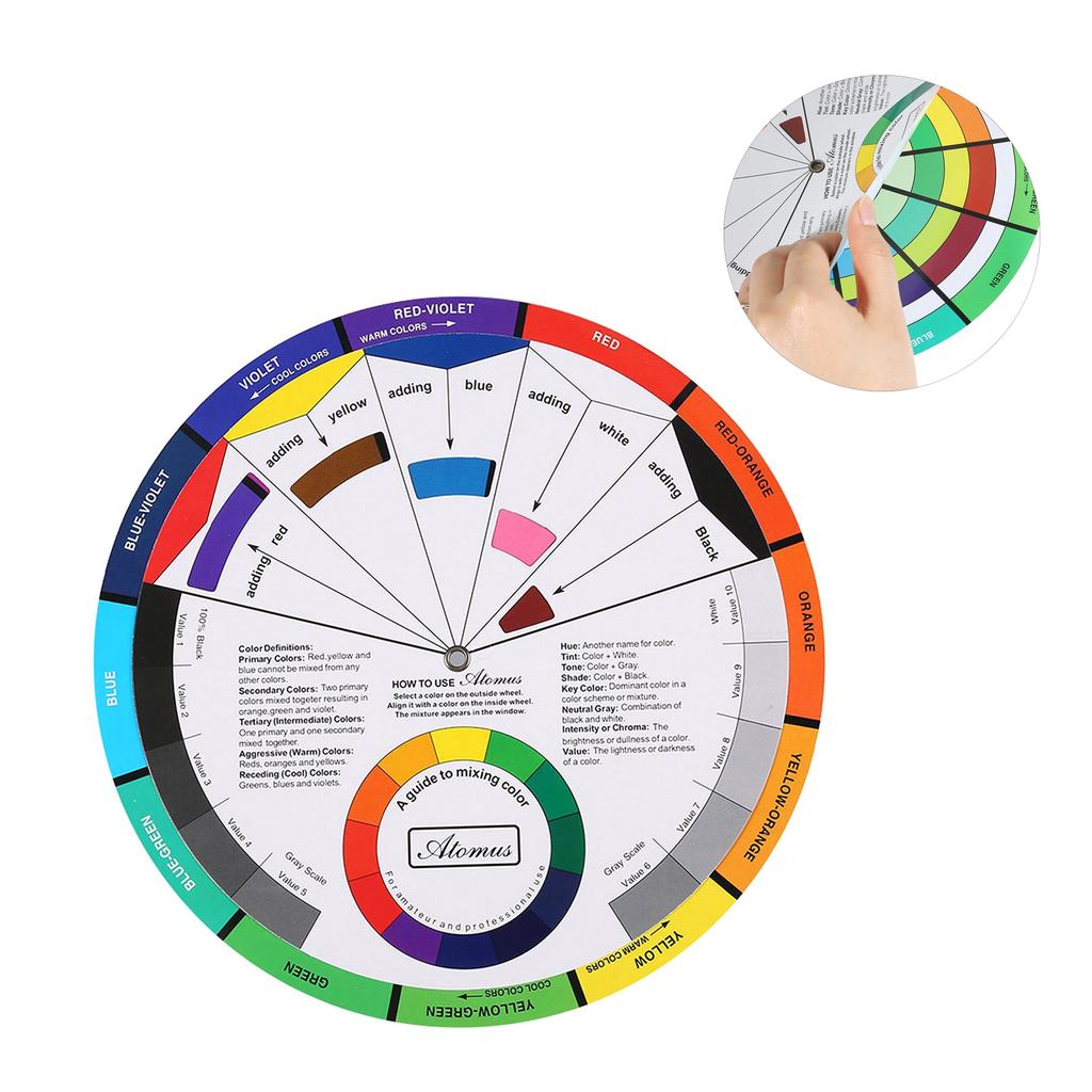 Professional Mix Guide Round Tattoo Nail Pigment Color Wheel Paper Card Supplies