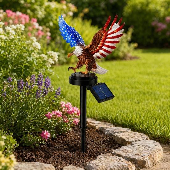 America 250th Anniversary Solar Eagle Garden Light, Patriotic Memorial Day Decor, Solar Powered Eagle Stake Light for 4th of July Yard, Outdoor