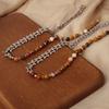 Natural Stone Beads Necklace For Women Handmade Beaded Splicing Stainless Steel Link Chain Chunky Necklaces Woman Jewelry