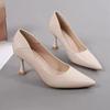 Women's Fashion Slim Heel Shoes Fall New Pointy Toe Shallow Mouth A Slip-on Temperament High Heel Low Top Shoes